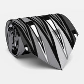 Ontwerp van grijze en zwarte geometrische driehoek stropdas (Opgerold)