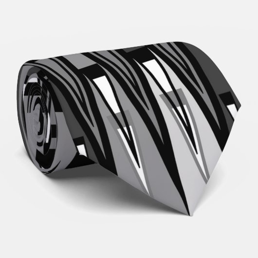 Ontwerp van grijze en zwarte geometrische driehoek stropdas (Opgerold)