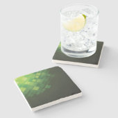 Ontwerp van groene abstracte technologie stenen onderzetter (Zijkant)