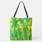 Ontwerp van groene en gele handpalmen tote bag (Achterkant)