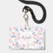 ontwerp van handverf voor florale Waterverf Badge (Front with Lanyard)