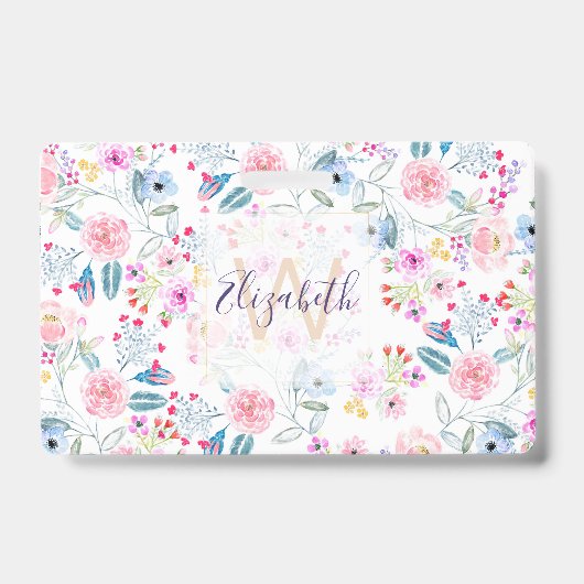 ontwerp van handverf voor florale Waterverf Badge (Front)