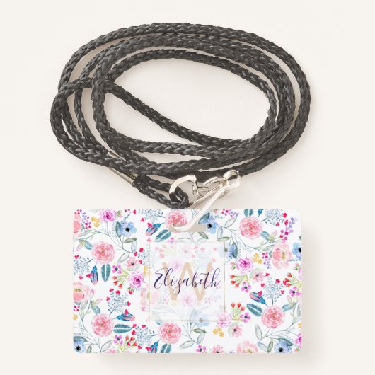  ontwerp van handverf voor florale Waterverf Badge (Voorkant met draagriem)