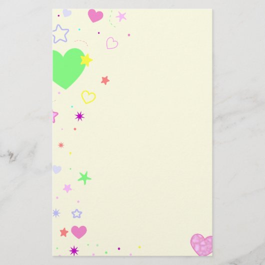 Ontwerp van hart en sterren briefpapier (Voorkant)