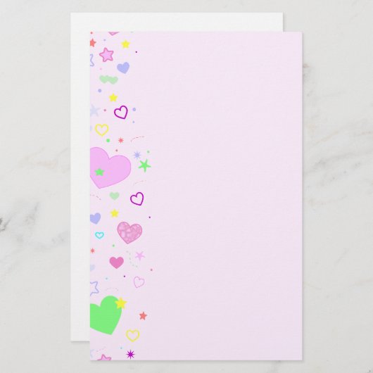 Ontwerp van hart en sterren briefpapier (Voorkant / Achterkant)