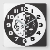 Ontwerp van hedendaagse zwart-witmuziek vierkante klok (Voorkant)