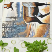 Ontwerp van het Arctic Reindeer Uitzicht Theedoek (Gevouwen)