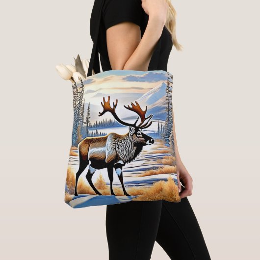 Ontwerp van het Arctic Reindeer Uitzicht Tote Bag (Dichtbij)