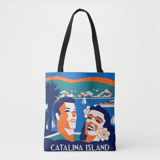 Ontwerp van het Bagagelabel van Catalina Island va Tote Bag (Voorkant)