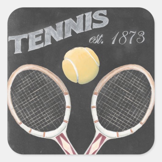 ontwerp van het Chalkboard van Tennis Vierkante Sticker (Voorkant)