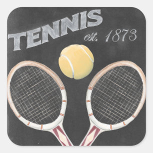  ontwerp van het Chalkboard van Tennis Vierkante Sticker