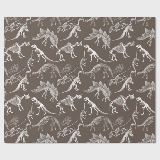 Ontwerp van het dinosaurusskeletpatroon cadeaupapier (Vlak)