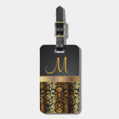 Ontwerp van het elegante zwarte & gouden Damaspatr Bagagelabel (Voorkant verticaal)