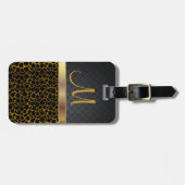 Ontwerp van het elegante zwarte & goudpatroon van  bagagelabel (Voorkant horizontaal)