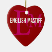 Ontwerp van het Engelse Mastiff-monogram Keramisch Ornament (Rechts)