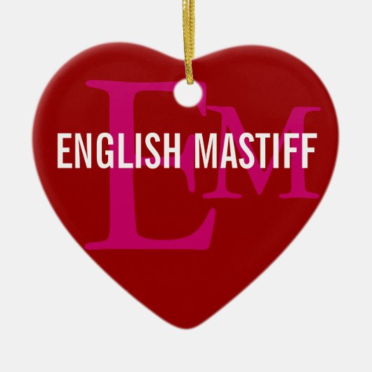 Ontwerp van het Engelse Mastiff-monogram Keramisch Ornament (Voorkant)