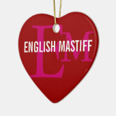 Ontwerp van het Engelse Mastiff-monogram Keramisch Ornament (Links)