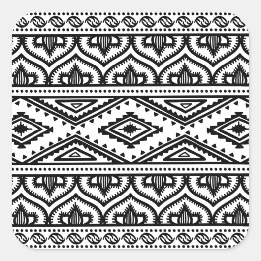 Ontwerp van het etnische patroon vierkante sticker (Voorkant)