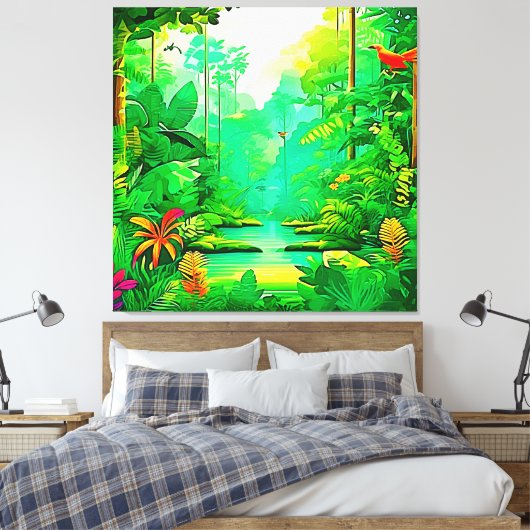 Ontwerp van het exotische bos canvas afdruk (Insitu (Slaapkamer))