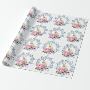 Ontwerp van het Floral Easter Rabbit Cadeaupapier