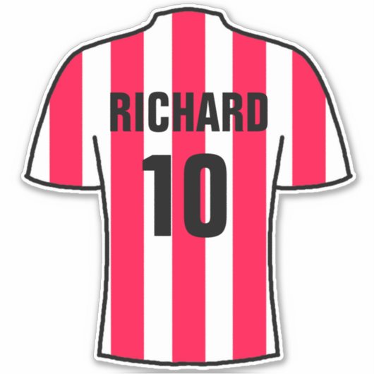 Ontwerp van het football shirt op de rode en witte sticker (Voorkant)