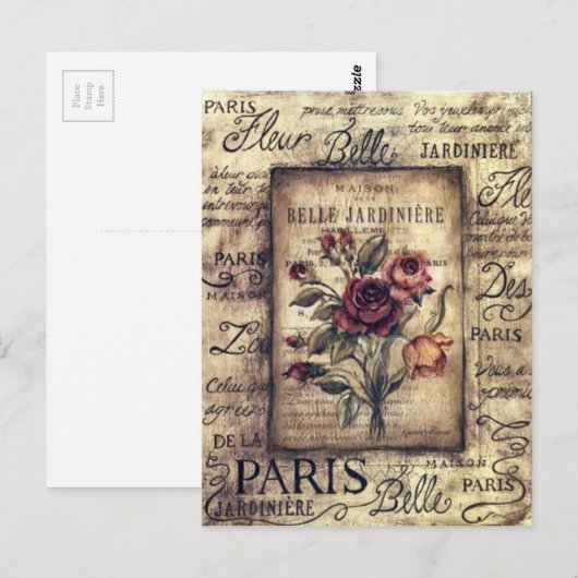  ontwerp van het Franse Roos Briefkaart (Voorkant / Achterkant)