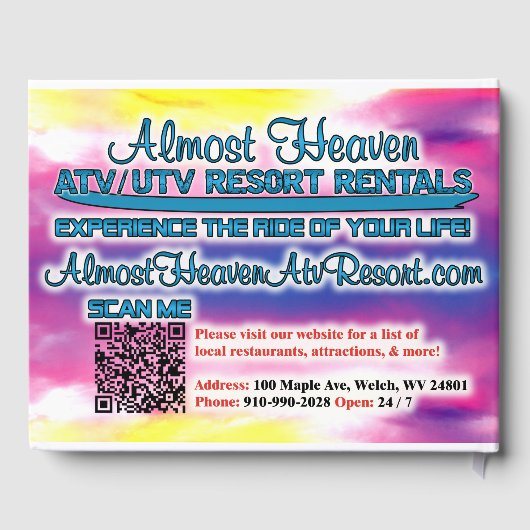 Ontwerp van het gastenboek voor Almost Heaven ATV  (Achterkant)