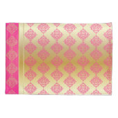 Ontwerp van het Gold- en Roze Damask-patroonpatroo Kussensloop (Achterkant)