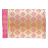 Ontwerp van het Gold- en Roze Damask-patroonpatroo Kussensloop (Voorkant)
