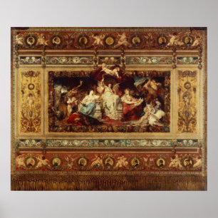 Ontwerp van het gordijn in de opera van Dresden Poster