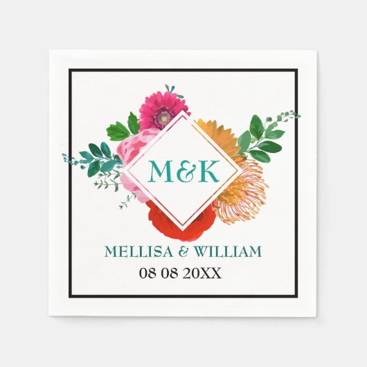 Ontwerp van het Huwelijk van de Bloemen van Servetten (Voorkant)