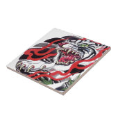 Ontwerp van het Japanse Tattoo - Witte tijger Tegeltje (Zijkant)