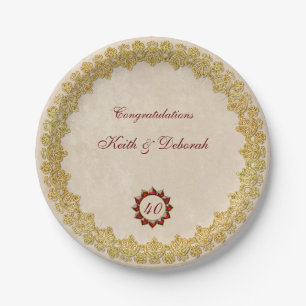 Ontwerp van het Jubileum Ruby Wedding Papieren Bordje