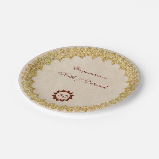 Ontwerp van het Jubileum Ruby Wedding Papieren Bordje (Gekanteld)