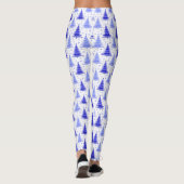 Ontwerp van het kerstboomblauw Periwinkle-patroon Leggings (Achterkant)