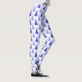 Ontwerp van het kerstboomblauw Periwinkle-patroon Leggings (Rechts)