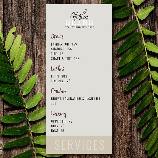 Ontwerp van het menu Beauty Salon Treatment Menu