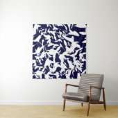 Ontwerp van het Navy & White kleurenpatroon, gemaa Wandkleed (In Situ (horizontaal))