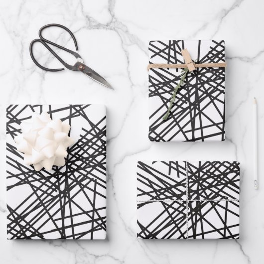 Ontwerp van het nesteffect van de zwarte lijn inpakpapier vel (Voorkant)