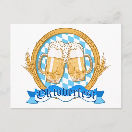 Ontwerp van het Oktoberfest-label met bierbril Briefkaart (Voorkant)