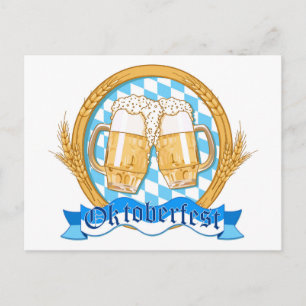 Ontwerp van het Oktoberfest-label met bierbril Briefkaart