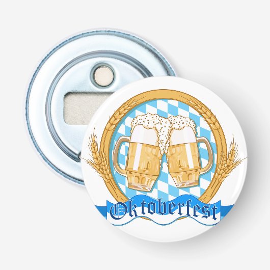 Ontwerp van het Oktoberfest-label met bierbril Button Flesopener (Voorkant)