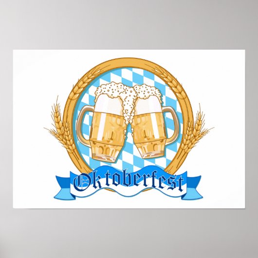 Ontwerp van het Oktoberfest-label met bierbril Poster (Voorkant)