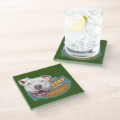 Ontwerp van het onderzetter-/uitlooplabel voor hon glazen onderzetter (Schuin)