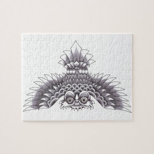 Ontwerp van het oude Tattoo van de School Owl Legpuzzel (Horizontaal)