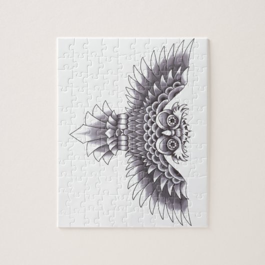 Ontwerp van het oude Tattoo van de School Owl Legpuzzel (Verticaal)