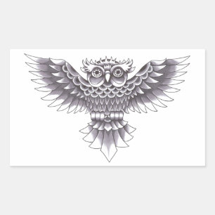 Ontwerp van het oude Tattoo van de School Owl Rechthoekige Sticker