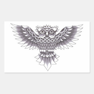 Ontwerp van het oude Tattoo van de School Owl Rechthoekige Sticker