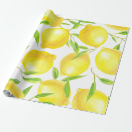 Ontwerp van het patroon van lemmetjes en bladeren cadeaupapier