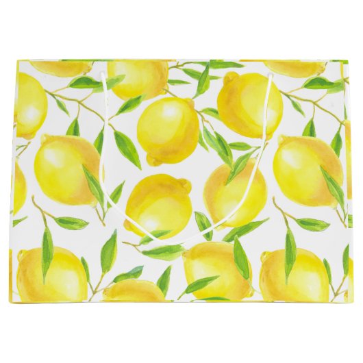 Ontwerp van het patroon van lemmetjes en bladeren groot cadeauzakje (Voorkant)